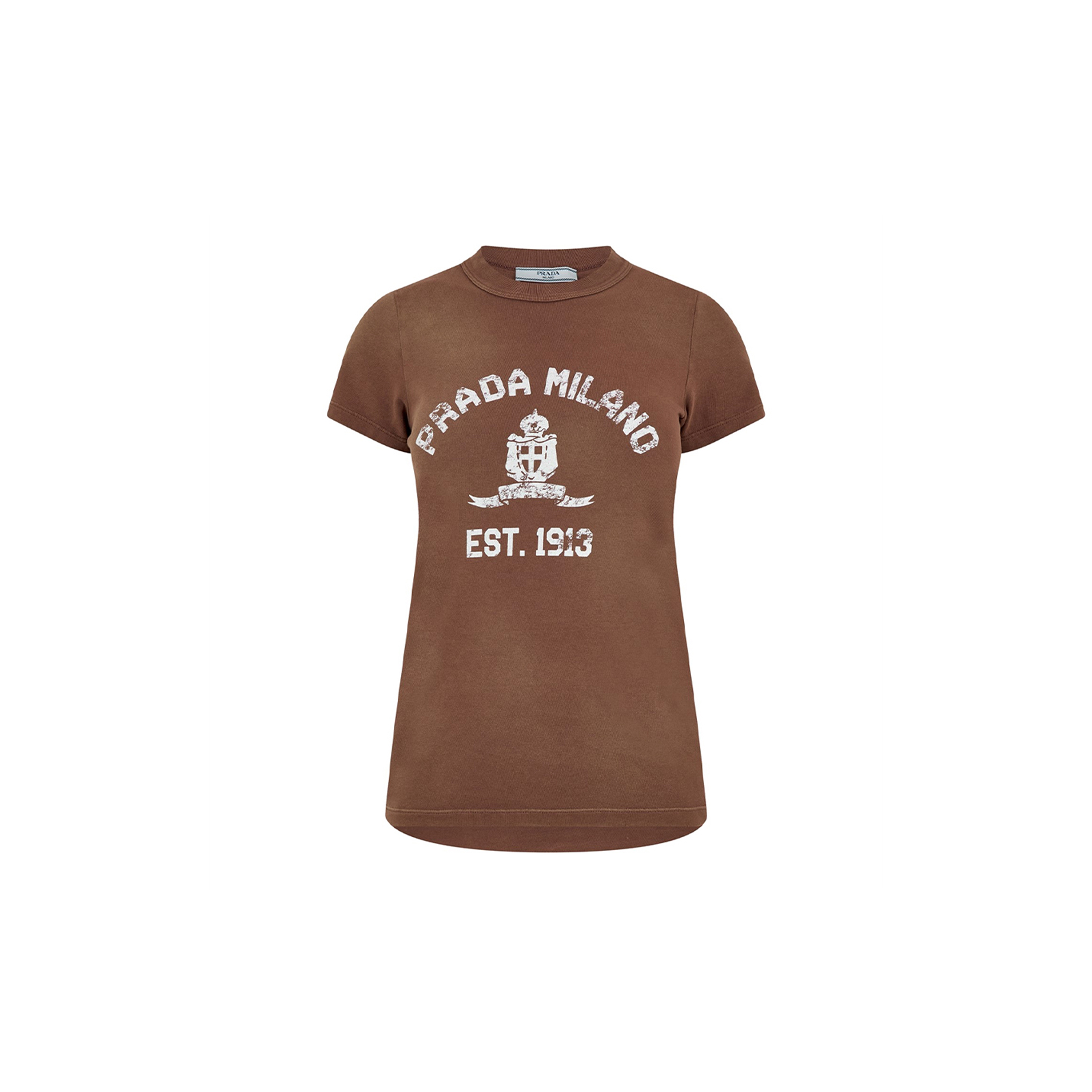 PRADA PRINTED JERSEY LOGO T-SHIRT 